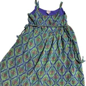 D-Signed Girls Blue Pink Floral Ruffle Dress Size S